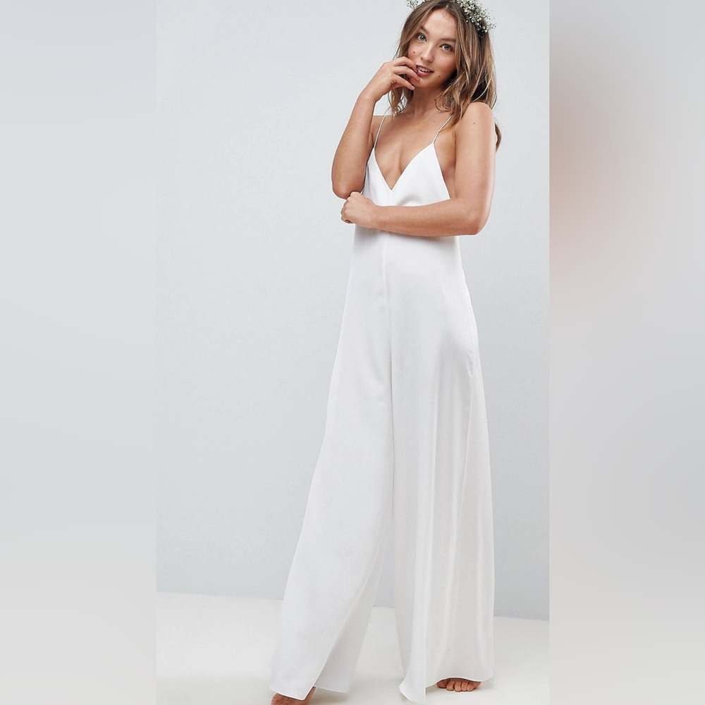 ASOS DESIGN Viscose Blend Open Back Cami Wide Leg Jumpsuit